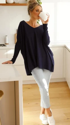 Amalia Knit Top - Navy