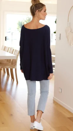 Amalia Knit Top - Navy