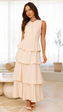 Anastasia Backless Maxi Dress - Oat