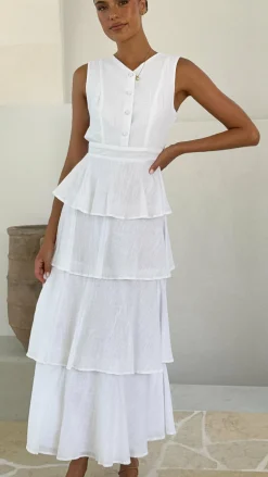 Anastasia Backless Maxi Dress - White