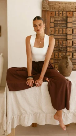 Aria Wide Leg Pants - Chocolate