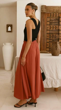 Aria Wide Leg Pants - Terracotta