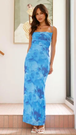 Ashley Maxi Dress - Dark Blue Floral