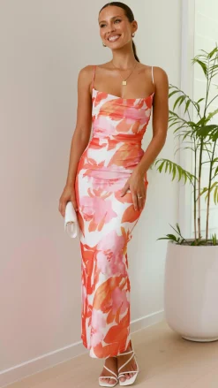 Ashley Maxi Dress - Pink/Orange Floral