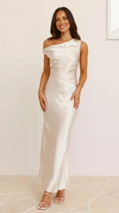 Auria Off Shoulder Maxi Dress - Champagne