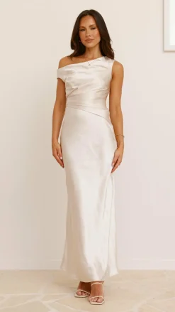 Auria Off Shoulder Maxi Dress - Champagne