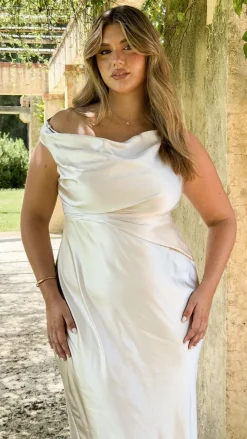 Auria Off Shoulder Maxi Dress - Champagne