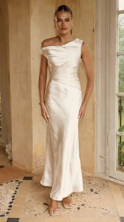 Auria Off Shoulder Maxi Dress - Champagne