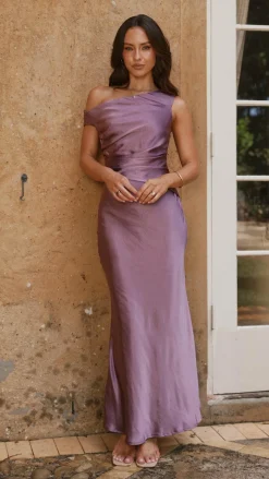 Auria Off Shoulder Maxi Dress - Plum