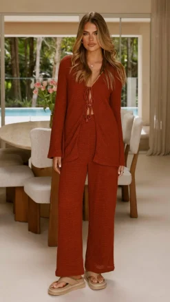 Ava Long Sleeve Top - Rust