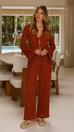 Ava Long Sleeve Top - Rust