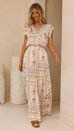 Avery Wide Leg Pants - Leah Print