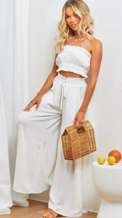 Avery Wide Leg Pants - White