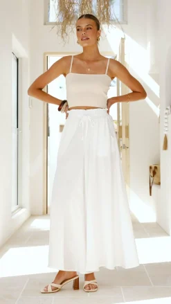 Avery Wide Leg Pants - White