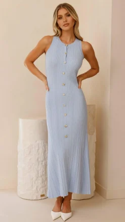 Aylah Knit Midi Dress - Blue