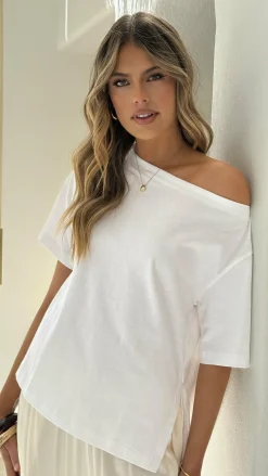 Aziel Off Shoulder Tee - White