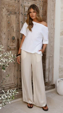 Aziel Off Shoulder Tee - White