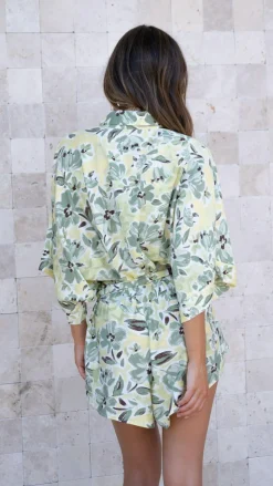 Bailin Playsuit - Green Floral
