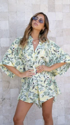 Bailin Playsuit - Green Floral