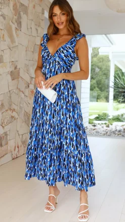 Baka Maxi Dress - Blue Print