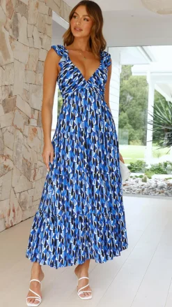 Baka Maxi Dress - Blue Print