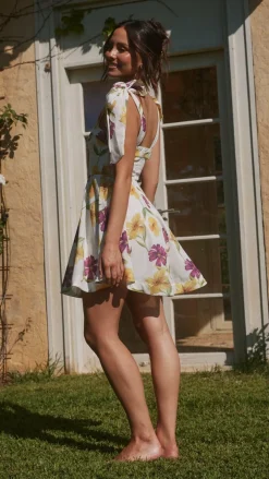 Balta Mini Dress - White / Purple Floral