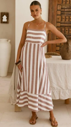 Baylee Midi Dress - Chocolate Stripe