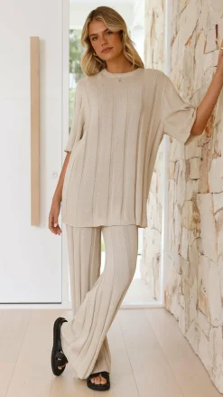 Bayu Knit Pants - Cream