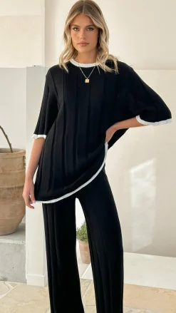 Bayu Knit Top - Black/White