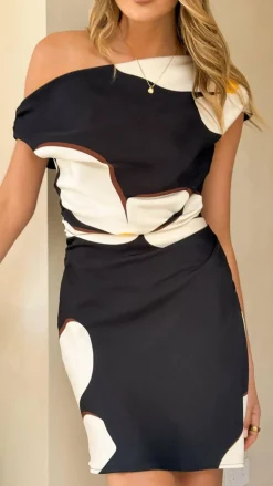 Benni Asymmetric Mini Dress - Fiore Bianco