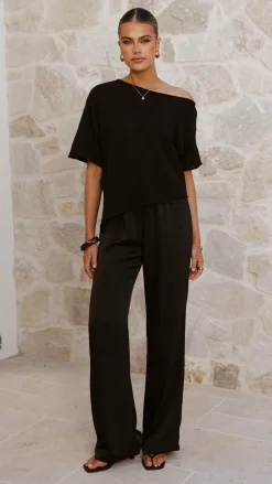 Blair Off Shoulder Tee - Black