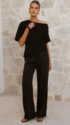 Blair Off Shoulder Tee - Black