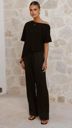 Blair Off Shoulder Tee - Black