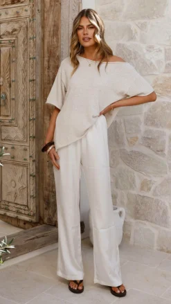 Blair Off Shoulder Tee - Oatmeal