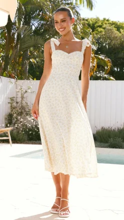 Blakely Midi Dress - Lemon Floral