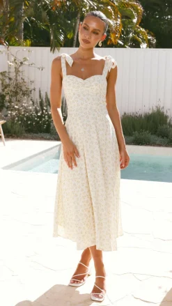 Blakely Midi Dress - Lemon Floral