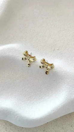 Bow Stud 18K Gold Plated Earrings - Gold