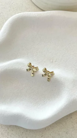 Bow Stud 18K Gold Plated Earrings - Gold