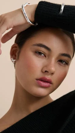 Bow Stud Sterling Silver Plated Earrings - Silver