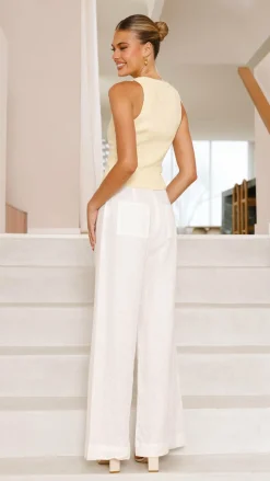 Brianne Linen Vest - Yellow