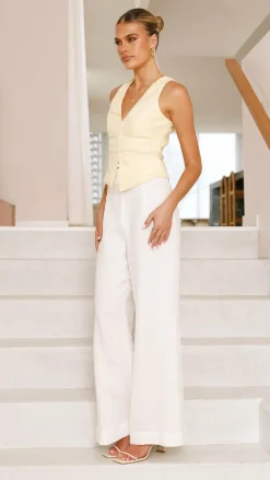 Brianne Linen Vest - Yellow