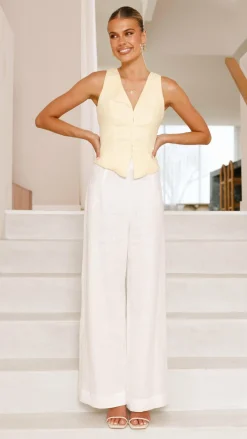 Brianne Linen Vest - Yellow