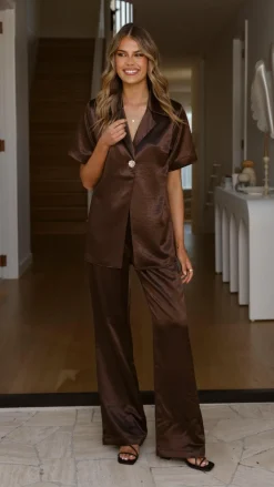 Bridget Button Shirt - Chocolate