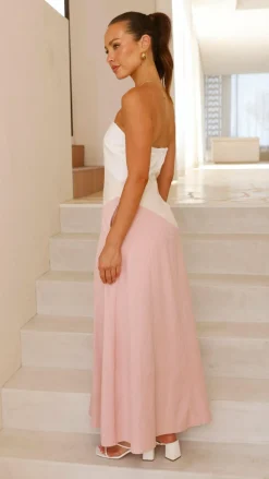 Brionie Maxi Dress - Pink/ White