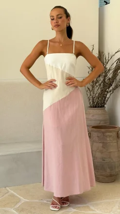 Brionie Maxi Dress - Pink/ White