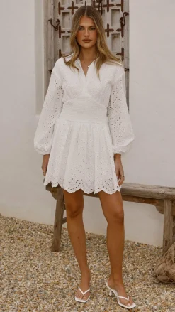 Brittney Long Sleeve Mini Dress - White