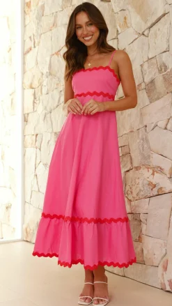 Brodey Midi Dress - Pink / Red