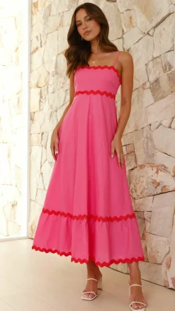 Brodey Midi Dress - Pink / Red