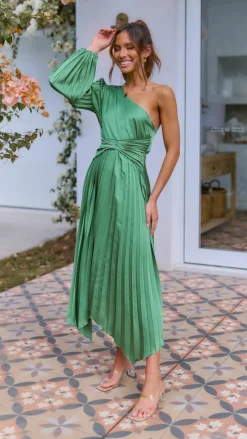 Brooklyn One Shoulder Midi Dress - Green