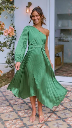 Brooklyn One Shoulder Midi Dress - Green